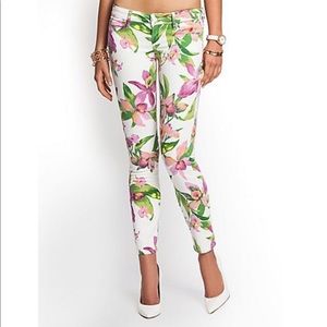 Guess Kate White Floral Tropical Jeans Legging